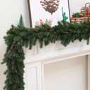 Artificial Christmas Garland, Real Touch Norfolk Snow Pine Garland, Winter Greenery Garland for Table, Mantle, Staircase, Wall, Front Door, Porch, Indoor, Outdoor Christmas Decorations, 6FT (1pcs)