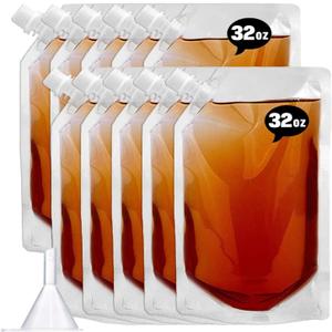 Concealable and Reusable Cruise Plastic Flask kit,Juice Travel Plastic Flasks Bags Drink Bags,Leak-Proof, BPA-Free for Travel Outdoor Sports, Concerts, Events(32OZ-10PCS)