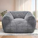 Homguava Giant Bean Bag Chair for Adults,Large Bean Bag Sofa with Armrests & Stuffed Memory Foam,Big BeanBags with Filler,Plush Bean Bag Couch Comfy Lazy Sofa for Bedroom,Living Room (Extra Large,Grey)