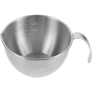 Luxshiny Stainless Steel Mixing Bowl with Handle, Silver Small Kitchen Prep Bowl with Marked Scale for Cooking, Baking and Meal Prep - 600ml/20.2oz