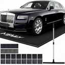 8'6"x22' Garage Floor Mats for Under Car,Non-Slip Garage Flooring Protector Parking Rugs Carpet,Heavy Duty Waterproof Rubber Containment Mat,Protect from Snow,Ice,Oil,Rain,Muds,with Squeegee,Velcro