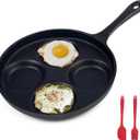 4-Cup Cast Iron Fried Egg Pan 9.5 Pancake Pan Burger Omelet Cooker Griddle Egg Skillet for Breakfast, Kitchen Cookware for Gas Stove & Induction Cooker