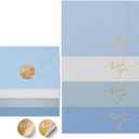 Gold Foil Thank You Cards - Bulk Pack of 40, 5x3.5 Inch with Matching Stickers & Envelopes (Blue) Textured Surface for a Unique Feel - Suitable for Baby Shower, Wedding, Small Business, Graduation