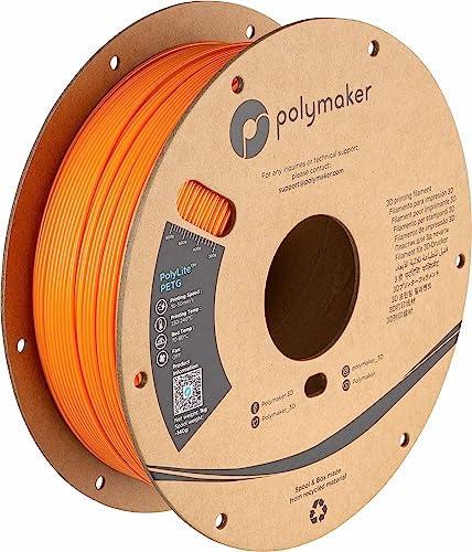Polymaker PolyLite Orange 3D Printer PETG Filament 1.75mm 1kg, Legacy PETG Formula, +- 0.03mm Dimensional Accuracy, Reliable Everyday Filament, Strong Layer Bonding, Compatible with Most 3D Printers