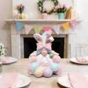 Hodao Easter Gnome Figurine, Resin Bunny Hat Gnome with Pastel Eggs & Bird, Hand-Painted Spring Tabletop Decor for Home, Shelf, Mantel, Tiered Tray, Easter Gift