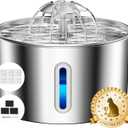 Cat Water Fountain Stainless Steel - 74oz/2.2L Pet Gift Dog Water Dispenser Automatic Silent Cats Dispenser for Drinking Indoor Metal Kitty Spout Fountains with 3 Filters & 3 Sponges Cat Dogs Gifts