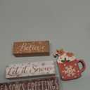 4 Pcs Christmas Decorations Indoor - Wooden Cocoa Table Decoration for Home - Christmas Centerpiece For Table - Winter Tiered Tray Decor Rustic Farmhouse Xmas Gift for Home Kitchen Mantel