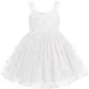 IDOPIP Toddler Baby Girls Butterfly Tutu Dress Summer Sleeveless Princess Butterfly Birthday Party Dresses Pageant Tulle Gown (White)
