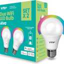 VTA+ Smart Light LED Bulb Kit x2 E27 RGB - WiFi 2.4Ghz only, Alexa and Google Home Compatible, Adjustable Colors & Temperature, Easy Installation and Setup, 9W, 800 Lumens