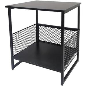 Exeterina Square End Table, Side Table, Couch Side Table with 2 Tier Storage, Great for Printer Stand, Mini Fridge Stand, Ideal for Living Room, Bedroom, Office