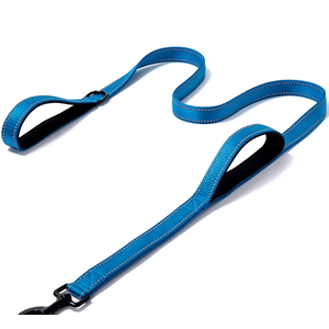 Heavy Duty Hands Free Dog Leash for Medium to Large Dogs for Comfortable Running, Jogging Walking | Dual D-Rings | Soft Padded Traffic Handle | Both Ends 360 Rotating Carabiners (Leash Length 7.7 ft) (Blue)