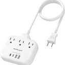 2 Prong Power Strip with USB C, meta-ant 2 Prong to 3 Prong Outlet Adapter, Two Prong Power Strip with 3 Outlets & 4 USB(2 USB-C), 4ft Extension Cord 2 Prong Outlet, Polarized, for Old House, White