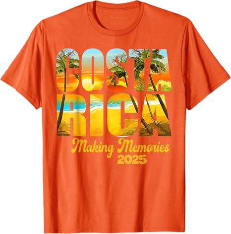 Costa Rica 2025 Making Memories Matching Family Vacation T-Shirt,Orange, S