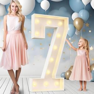 Ledido 4FT Marquee Light Up Numbers 7, Easy to Assemble Marquee Numbers 4 Feet Tall for Indoor & Outdoor Events, Large Lighted Number for Birthday Graduation Baby Shower Anniversary Party Decorations