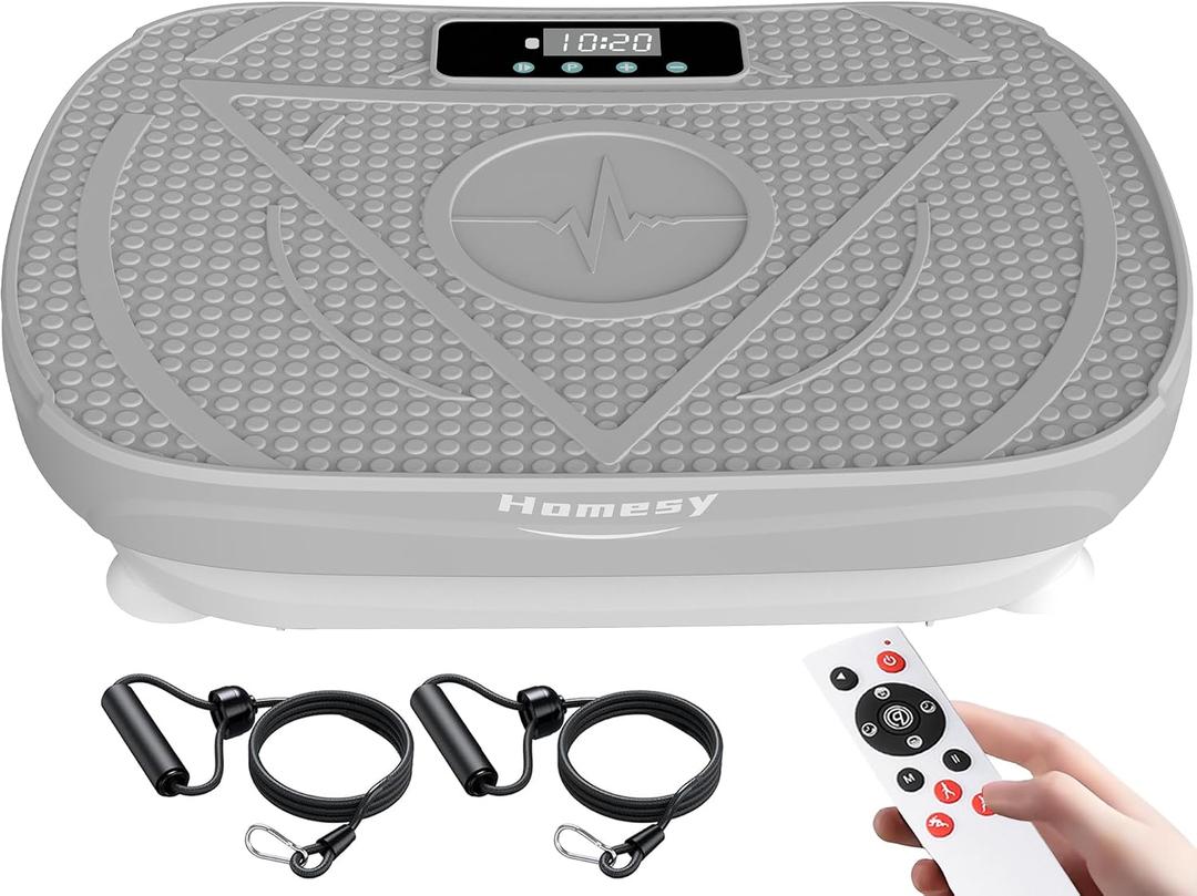 Homesy Vibration Plate Exercise Machine, Vibrating Plate for Lymphatic Drainage, Full Body Shaking Workout Fitness Platform Board, Sport Gym Equipments for Weight Loss Fat Burner