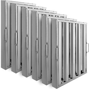 VBENLEM Pack of 6 Hood Filters 19.5W x 24.5H Inch, 430 Stainless Steel 4 Grooves Commercial Hood Filters, Range Hood Filter for Grease Rated Commercial Kitchen Exhaust Hoods
