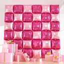 36pcs Hot Pink Square Foil Balloons Wall Backdrop, Double Sided Magenta Mylar Balloons Tunnel for Anniversary Bachelorette Wedding Proposal Birthday Valentines Day Pink Party Decorations