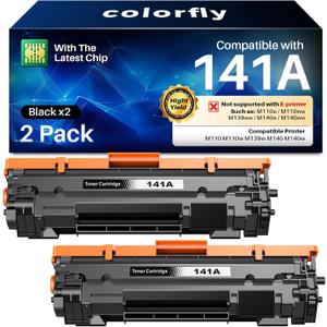 141A W1410A Toner Cartridge (with Chip) Compatible for HP 141A Black LaserJet Toner Cartridge W1410A 141X W1410X for HP LaserJet M110w M140w MFP M139w Printer Toner (2 Black Pack)