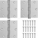 304 Stainless Steel Door Hinges,3.5 x 3.5 Inch Ball Bearing Hinges, 3 1/2 Inch Interior Door Hinges with Square Corners, Door Hardwares (3Pack, Silver)