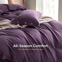 JELLYMONI 100% Washed Cotton Duvet Cover Queen – Soft, Breathable Linen-Look Bedding with Natural Wrinkle Texture, Button Closure, 3-Piece Set (Iris Purple, 90"x90")