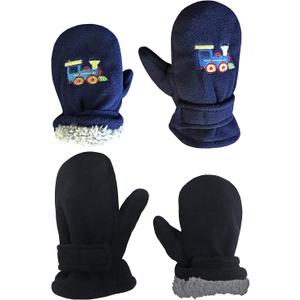 N'Ice Caps Baby Toddler Mittens Kids 2 Pairs Fleece Gloves Winter Warm Sherpa Lined