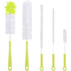 Bottle Cleaning Brush Set - Long Handle Bottle Cleaner for Washing Narrow Neck Beer Bottles, Sports Water Bottles with Straw Brush, Kettle Spout/Lid Cleaner Brushes (Green)