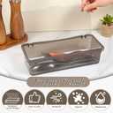 3Pcs Flatware Tray with Lid and Drainer Silverware Tray Kitchen Dinnerware Holder Box Utensil Storage Container Drawer Organizer for Home and Travel