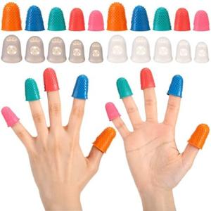 Zonon 20 Pieces Rubber Thimble Hand Sewing Silicone Finger Tips Protector Guard 5 Sizes Finger Pads Grips for Quilting Knitting Sorting Task Embroidery Paperwork Carving Handwork(Classic Colors)