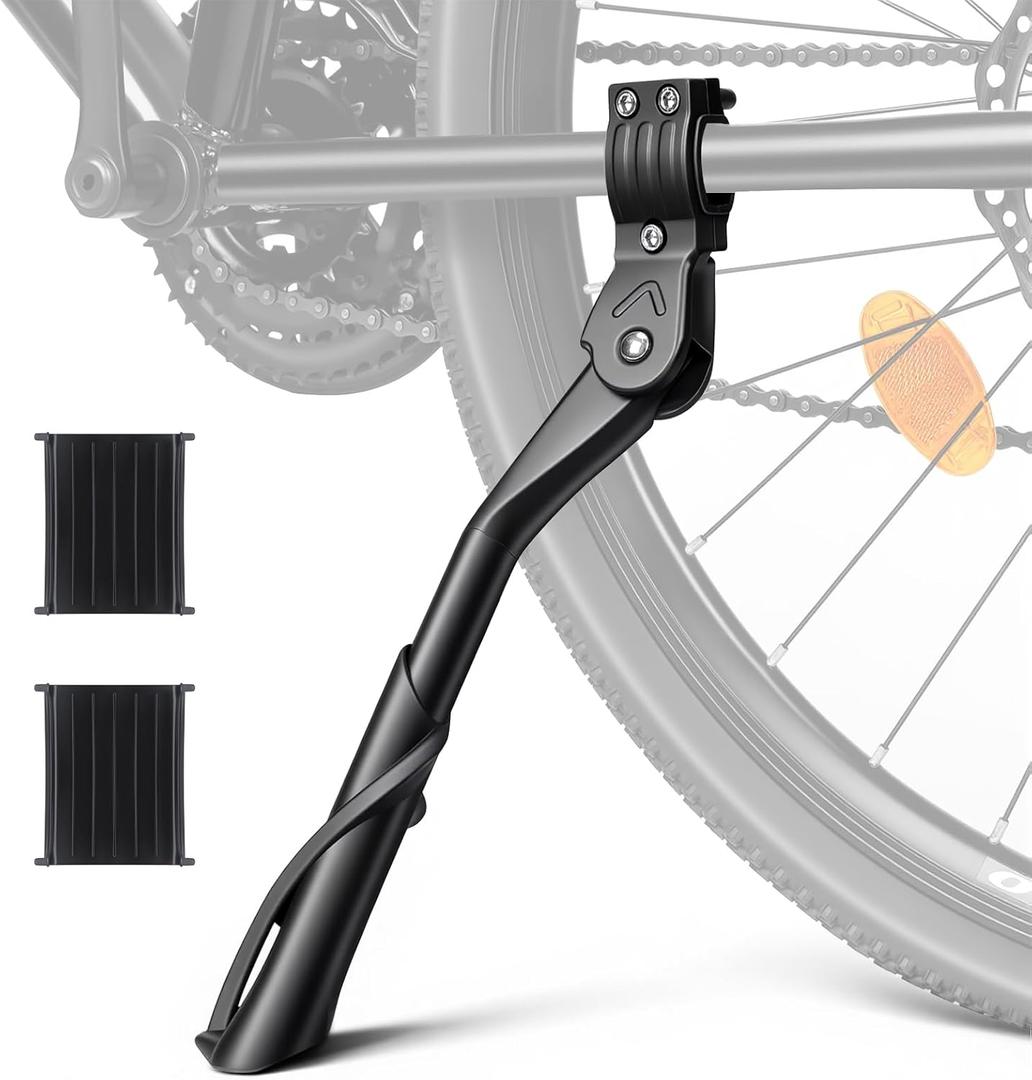 WSDCAM Bike Kickstand for Adult Bike, Adjustable Rear Side Bike Kick Stand for 24-29" for Bicycles, Aluminum Alloy Sturdy Non-Slip Wider Base Stands For Mountain Bikes, Road Bikes, Cargo bicycle etc.