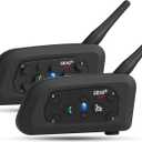 EJEAS V6 Pro Motorcycle Helmet Bluetooth Intercom, 2-Way 1200M Motorcycle Bluetooth Headset Universal Communication System with Noise Cancellation and Waterproof for Dirt Bike/ATV/Snowmobile (2PCS)