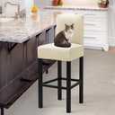 HFCNMY Bar Stool Covers,4 Pack Stretch Bar Stool Covers with Backs Velvet Bar Stool Covers Barstool Seat Cover Washable Bar Chair Covers High Chair Cover with Elastic Bands Beige