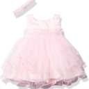 Pretty Me, USA Baby Girls' Sleeveless Tulle Ruffled Party Dress, Pink, S (3-6 Months)