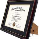 GraduationMall 8.5x11 Diploma Frame with Black over Gold Mat or Display 11x14 Certificate without Mat,Solid Wood & Tempered Glass,Cherry Finish with Gold Trim
