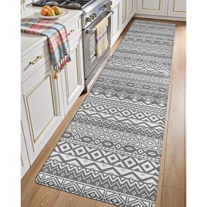 LUMI Anti Fatigue Kitchen Cushioned Mat for Floor, Padded Waterproof Runner for Standing, Stain Resistant Comfort Rugs for Home, Sink, Laundry, 24x87 (Light Gray Mix)