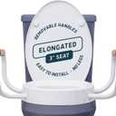 Lunderg Raised Toilet Seat with Handles - Elongated - Easy to Install Toilet Seat Risers for Seniors - Adds 3 Inches & Works like the one youve always used - Elegant design - No Hospital Vibe