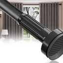 KASURE Tension Curtain Rod 45 to 160 Inch Shower Curtain Rod NO Drilling Extra Long Tension Rod Easy to install Shower Rod for Bathroom Heavy Duty Outdoor Curtain Rods for Windows Black