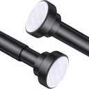 Suranew 25-38" Black Heavy Duty Spring Tension Shower Curtain Rod, No Drill Stainless Steel Rust-Resistant Adjustable Bathroom/Closet Rod with Non-Slip Pads