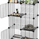 2 Tier Cat Cage Indoor, Big Wire Cat Cage Kennels Enclosures DIY Playpen Crates, Pet Pen C&C Cage for 1-2 Cats Kittens (M - 27.9" x 14.2" x 45.3")