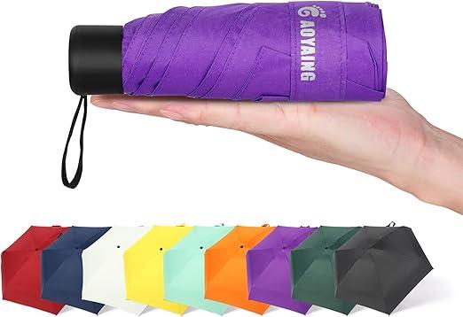 GAOYAING Travel Umbrella Mini Umbrellas for Rain Sun&Rain Lightweight Small UV Sun Umbrella Compact Suit for Pocket with Case (34 Inches, B1.7 Mysterious Purple)