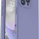 Vooii Compatible with iPhone 16 Pro Max Case, Liquid Silicone Upgrade [Camera Protection] [Soft Anti-Scratch Microfiber Lining] Shockproof Phone Case for iPhone 16 Pro Max 6.9 inch - Lavender Grey