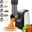 Electric Cheese Grater, 5 in 1 Professional Rotary Cheese Grater Vegetable Slicer, Electric Salad Shooter Spiralizer for Veggies, Grated Carrots, Salad, Broccoli Slaw, Cheeses, Fruits, 150W
