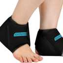 Comfytemp Ankle Ice Pack Wrap for Sprained Ankles, Plantar Fasciitis, Foot Pain Relief, Reusable Gel Hot Cold Compress Brace for Achilles Tendonitis, Injury, Swelling, 2 Packs, Black (Standard)