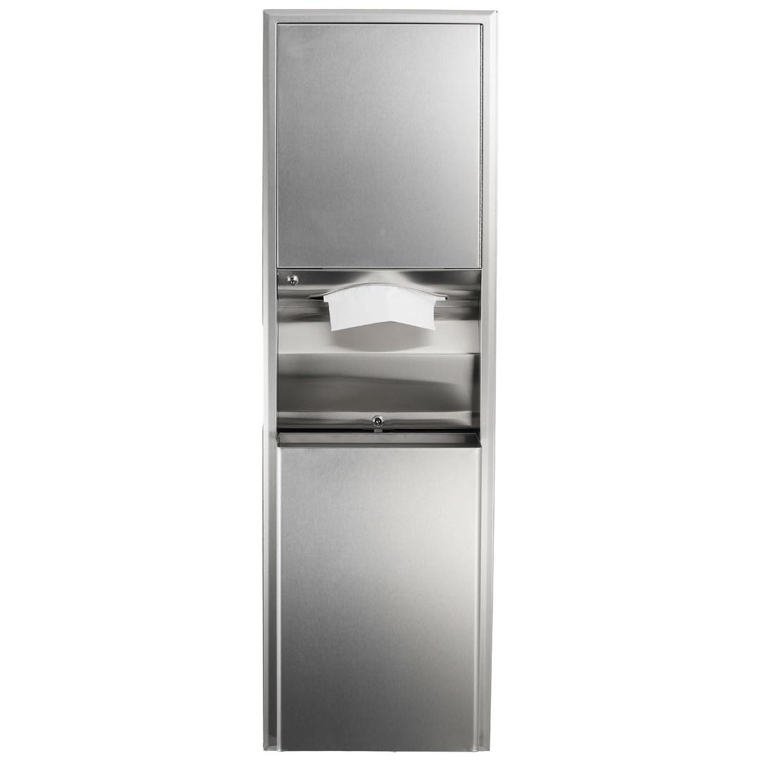 Bobrick 3949 ClassicSeries Stainless Steel Surface-Mounted Convertible Paper Towel Dispenser/Waste Receptacle, Satin Finish, 12 Gallon Capacity, 17-1/2" Width x 56-5/16" Height