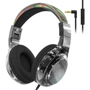 QearFun Kids Bluetooth Headphones, 60H Playtime, 74/85/94dB Safe Volume Limit, Metallic Gradient Wireless Headset with HD Mic, Fast Charging, Foldable, Wired 3.5mm Mode for School/Tablet/Travel, Black