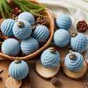 12 Pcs Light Scented Velvet Christmas Balls Bulk Winter Fir Scent Flocked Christmas Tree Ball Ornaments Hanging Baubles for Xmas Holiday Home Gift Yard Decor (Dusty Blue 2.36 Inch)