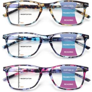 Progressive Multifocus Reading Glasses for Women Blue Light Block Computer Readers Stylish Spring Hinge Eyeglasses, Magnification Strength: 2.75 x
