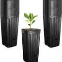 RunNico 50pcs Plastic Deep Plant Nursery Pots, 9.8Tall Tree Pots,Black Deep Seedling Container Pots with Drainage Holes for Indoor Outdoor Gardening (4.7" Wx9.8 H)