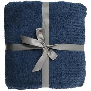 JOOJA Navy Blue Knit Throw Blanket Knitted Boucle Blankets Decorative Soft Fuzzy Throw Bed Blanket for Women Couch 50x60 Inches 50x60 Inches Navy Blue