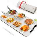 Food Warming Mat, iTRUSOU Silicone Electric Warming Tray with 7 Temp-Settings, 1-8Hr Auto Shut-Off, Switchable Fahrenheit/Celsius, Upgrade Strap Keep Food Warm at Buffet, Party, Sabbath, Daily Use (White)