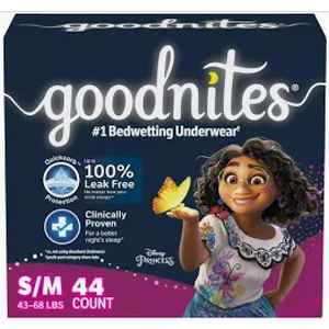 Goodnites Girls' Nighttime Underwear (Size S/M, 33 Count)